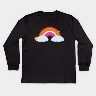 Lesbian Pride Retro Rainbow Kids Long Sleeve T-Shirt